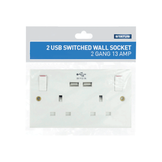 Picture of Status 2 Gang Switch Wall Socket- 2 Usb Ports