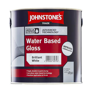Johnstone's Trade Aqua Water Based Gloss Brilliant White 2.5Lt Murdock Builders Merchants