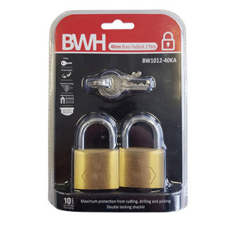 BWH Brass 40mm Padlock Keyed Alike (2 Pack) Murdock Builders Merchants